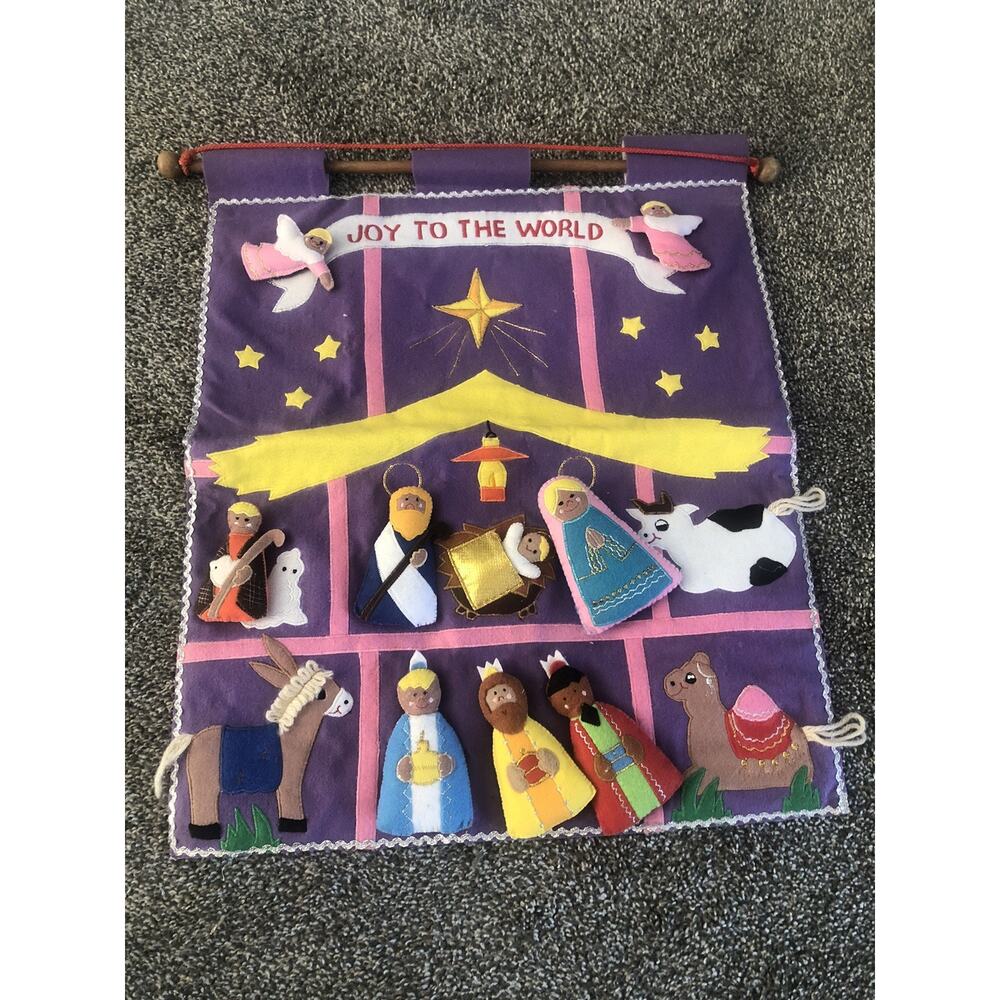 VTG Pockets of Learning Christmas Nativity Scene Walk Hanger Complete Hook Loop